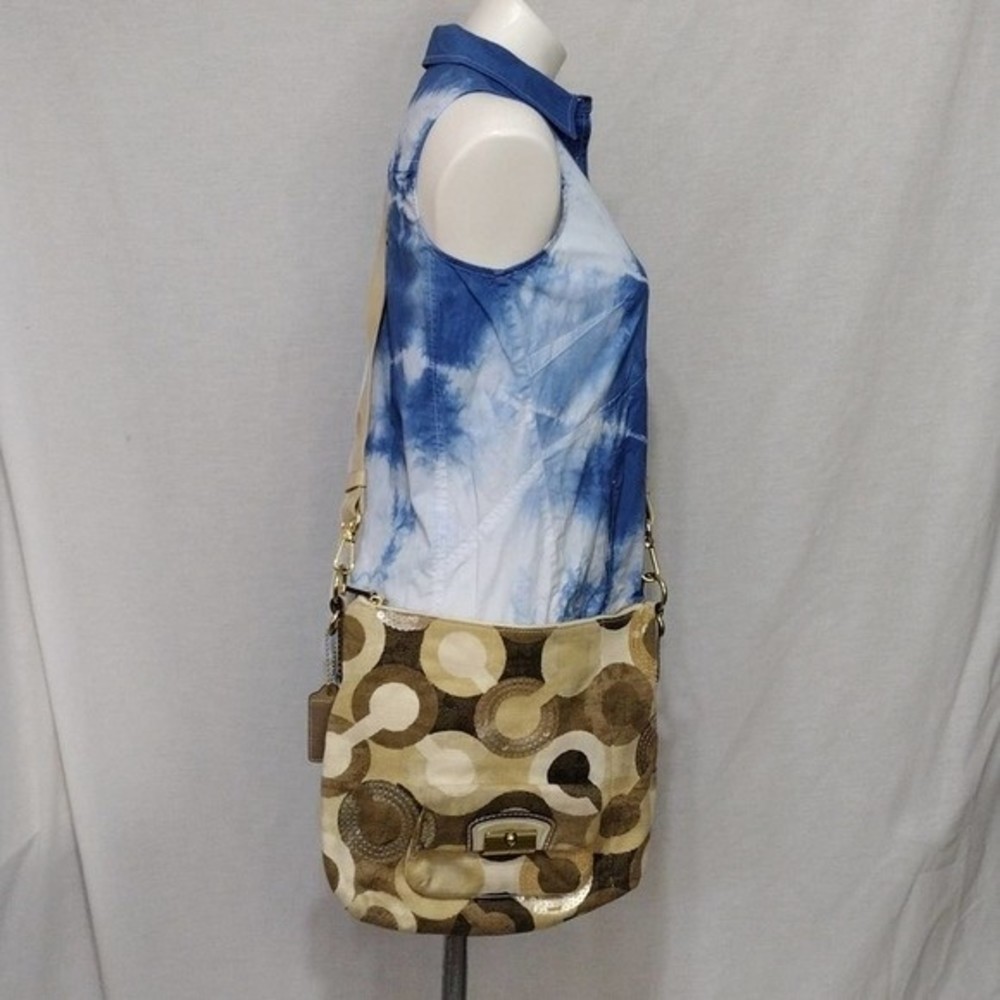 Coach Kristen Blue Op Art Shoulder Crossbody Hobo Bag Convertible Strap Vintage - Picture 10 of 10